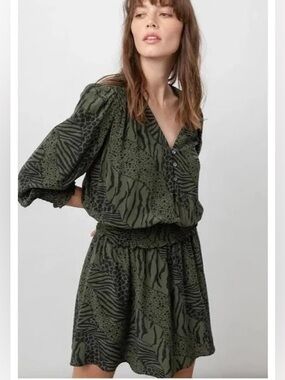 Rails Medium ZANA OLIVE MIXED ANIMAL STRIPE Dress